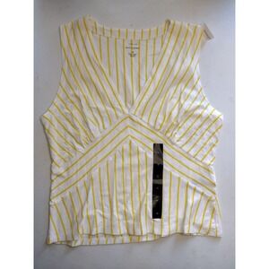 Banana‎ Republic Malibu Tee Womens Medium Yellow Stripe V Neck Sleeveless Top